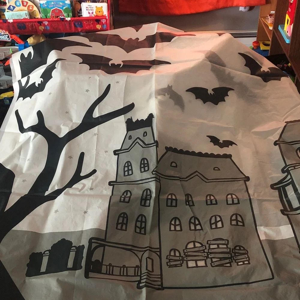 ❤️ Halloween Spooky Pumpkin & Black Cat Plastic Shower Curtain